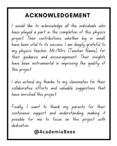 Acknowledgement For Physics Project (8 Samples) – Academia Bees