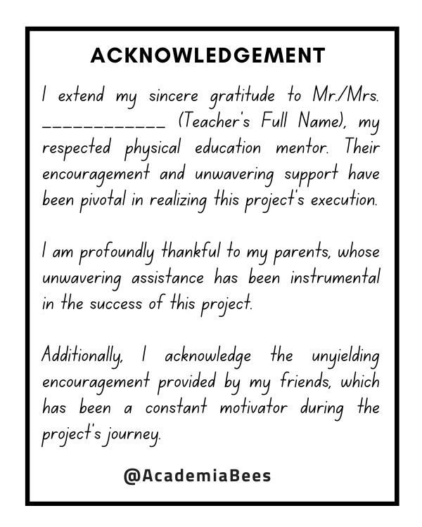Acknowledgement Sample For Physical Education Project File