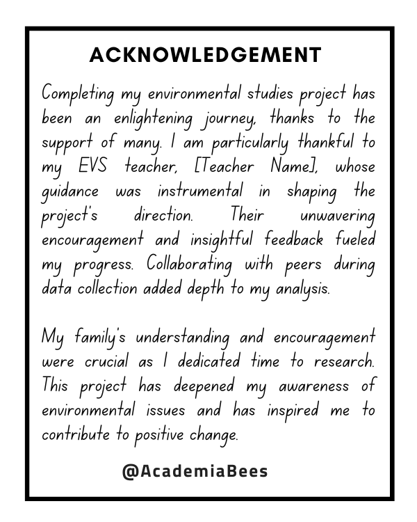 Sample Acknowledgement for Environmental Studies Project
