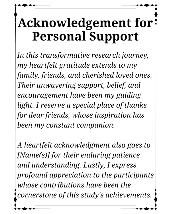 Sample Acknowledgement for Personal Support in Paper Publication
