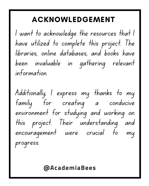 acknowledgement for assignment class 11