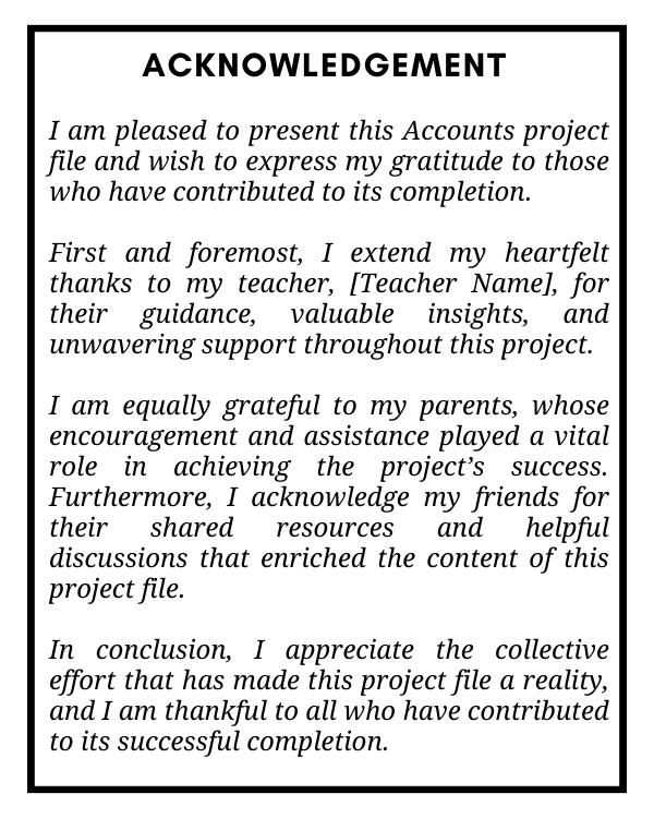 Acknowledgement Sample For Accounts Project File by AcademiaBees