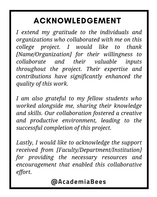 how to write acknowledgement on assignment