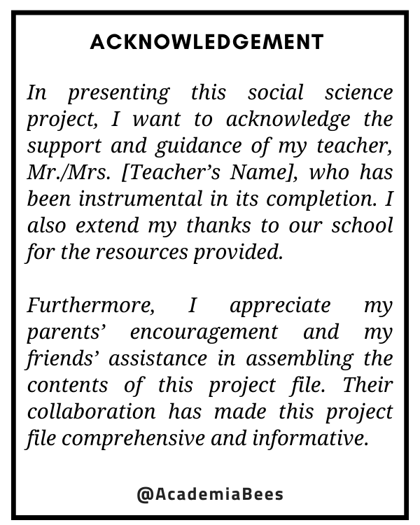 Sample Acknowledgement for Social Science Project File