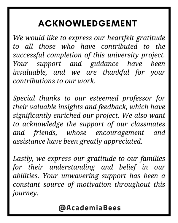 Short Acknowledgement Sample for University Project