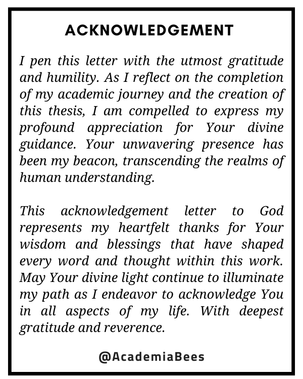 Sample Acknowledgement Letter to God