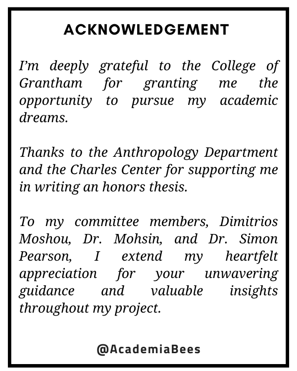 Acknowledgement for Graduation Project (5 Samples)