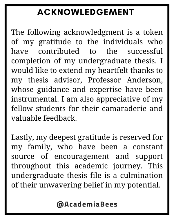 Sample Acknowledgement for Undergraduate Thesis File
