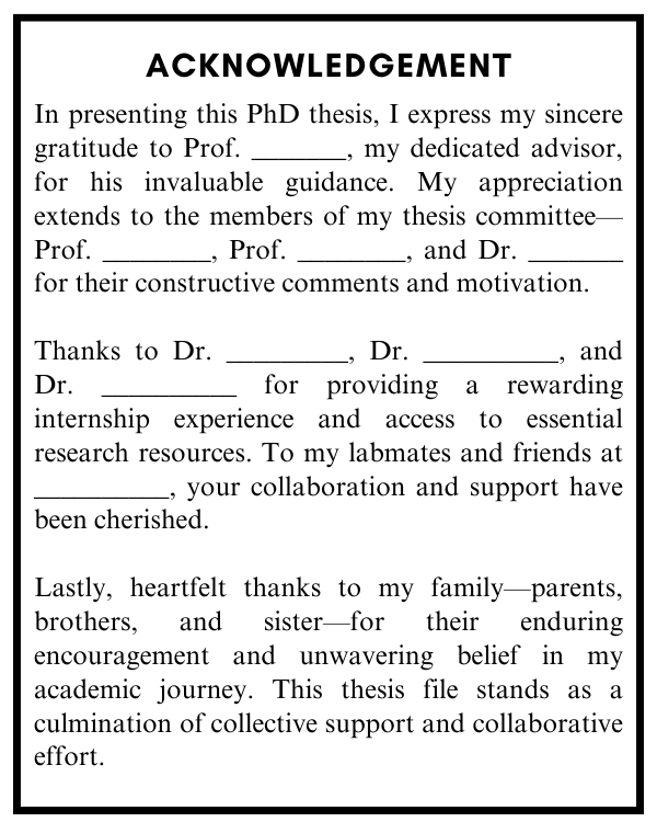Sample Acknowledgement for PhD Thesis File